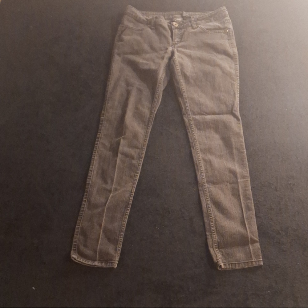 Cat & Jack Girls Gray Dark Wash Skinny Jeans Mid Rise Stretch 5-Pocket, Sz 7